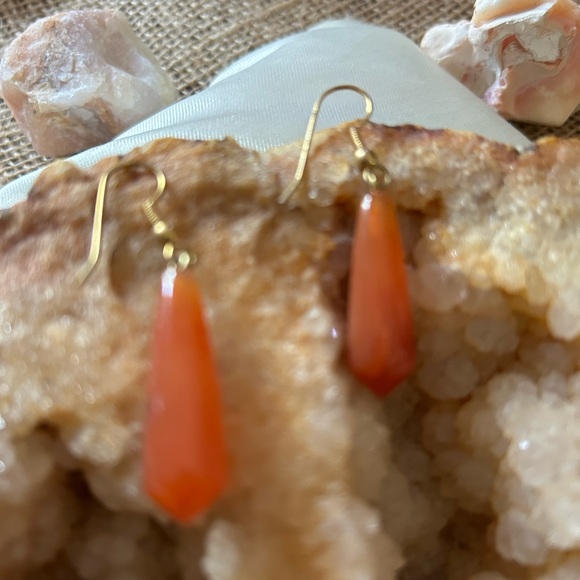 Carnelian Teardrop Earrings - Picture 4 of 6